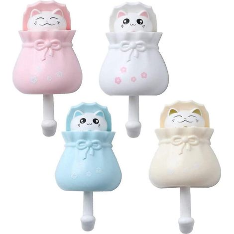 Dekorativer Wandhaken für Kleidung, Schlüssel, Hüte, Handtücher, Taschen und Schals, mit einer niedlichen Katze in einer Tasche.