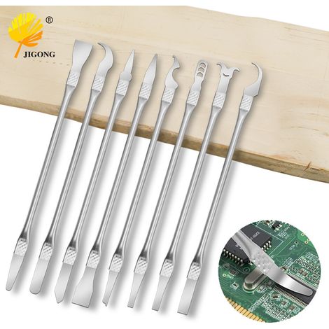 Ensemble de 8 outils de levier pour processeur permettant le démontage, le meulage et la réparation d'ordinateurs, de téléphones portables et de composants électroniques.