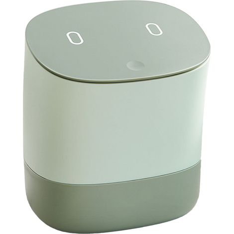 Poubelle de bureau Mini Ecoco avec couvercle, petite poubelle de comptoir en plastique vert matcha, design amovible facile à nettoyer (1/5)