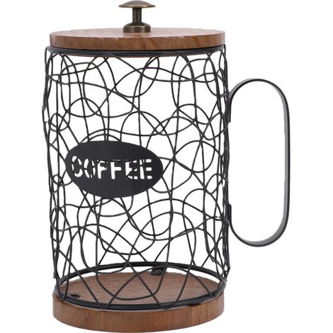 Porte-capsules de café grande capacité avec couvercle, idéal pour comptoir, table, bar, maison, café, hôtel (noir) (1/5)