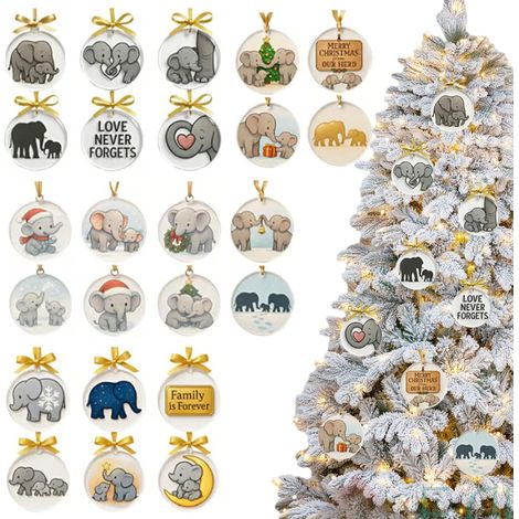 24-Day Acrylic 2D Advent Calendar - Elephant Design - For Adults, Students, Teenagers, Christmas Tree - Window Decoration (1/5)
