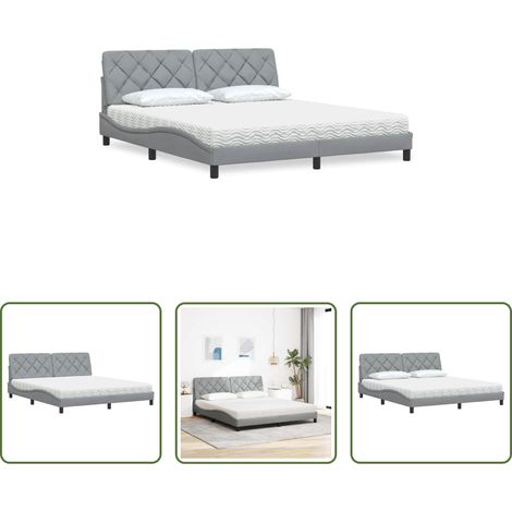 vidaXL Matratze für Schlafzimmer - Bett mit Matratze Hellgrau 180x200 cm Stoff (1/5)