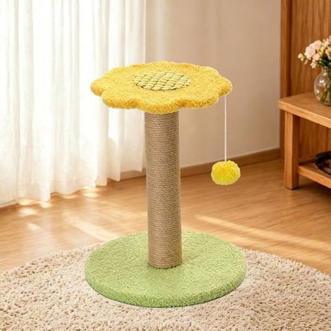 Petit Arbre à Chat Tournesol avec Griffoir Sisal et Perchoir Rond Design Mignon pour Chaton et Chat Intérieur (1/4)