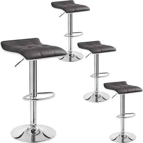 WOLTU lot de 4 Tabouret de bar en cuir synthétique, Tabouret de bar pivotant, hauteur réglable, Gris (1/4)