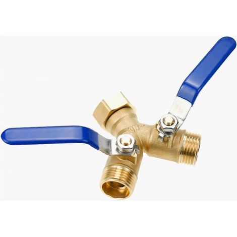 Y-Verbinder für Gartenschlauch mit Absperrventil, robuster 2-Wege-Y-Verbinder, 3/4-Zoll-Y-Ventil (1/5)