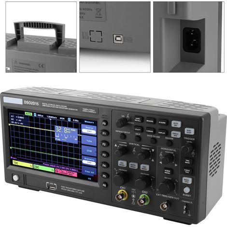 Oscilloscope numérique à mémoire DS02D15 150 MHz 8M (2 canaux) Fréquence d'échantillonnage 1 GSa/s avec source de signal Prise UE 100-240 V (1/5)