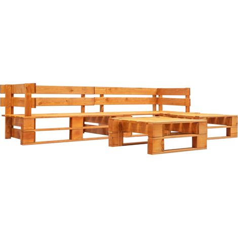 Set di mobili da giardino mobili da esterno set di mobili in pallet da 4 pezzi legno marrone miele 020018379