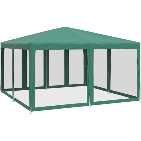 Tente de fête avec 8 parois latérales en maille vert 4x4 m PEHD (1/5)