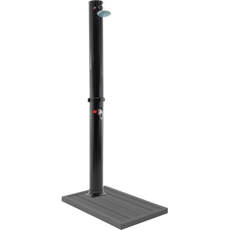 ML-Design Douche Solaire 35 L 217 cm Ronde Noir avec Plaque de Sol Gris Foncé, Incl. Douchette à Pied et Pommeau de Douche à Effet Pluie Eau Chaude jusqu'à 60°C avec Raccord pour Tuyau d'Arrosage (1/5)