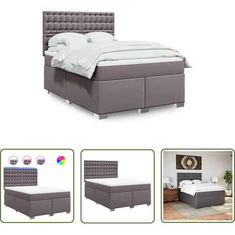 vidaXL Boxspringbett mit Matratze Grau 140x200 cm Kunstleder (1/5)