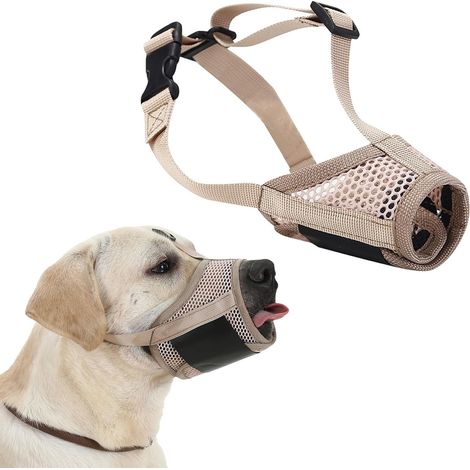 Soft Mesh Dog Muzzle - Adjustable, Breathable, Allows Panting & Drinking (Size XS (Snout 11-17CM))