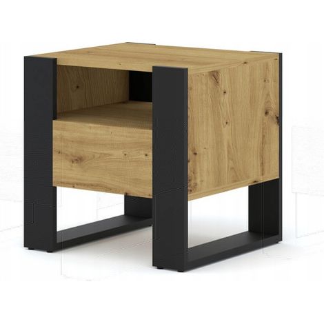 Table de chevet MONDI 48x43,2x47,5 cm avec tiroir couleur artisan chêne (1/4)