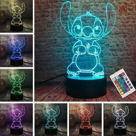 Lampe Stitch, 3D LED Smart Remote Control Lampe 16 Couleurs NoëL Cadeau Chambre D'Enfant DéCoration Cadeau De Vacances (1/4)