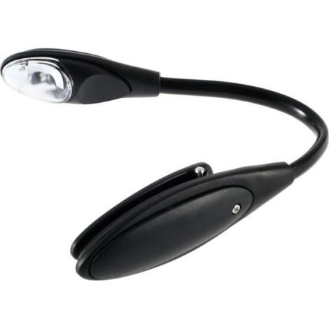 Lampe De Lecture - Pince Flexible - LED Blanche - Pour Livre Ordinateur Portable - 250 X 30 X 17 Mm - Noir - 1 Pièce (1/4)