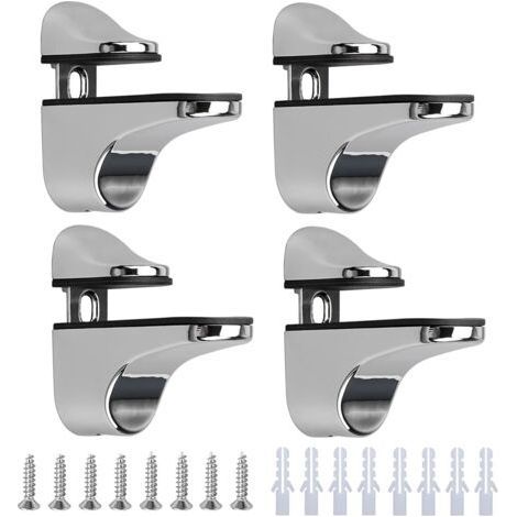 Support de tablette en verre réglable – Alliage de zinc poli – Compatible avec le verre et le bois jusqu'à 20 mm d'épaisseur – Lot de 4 (1/5)