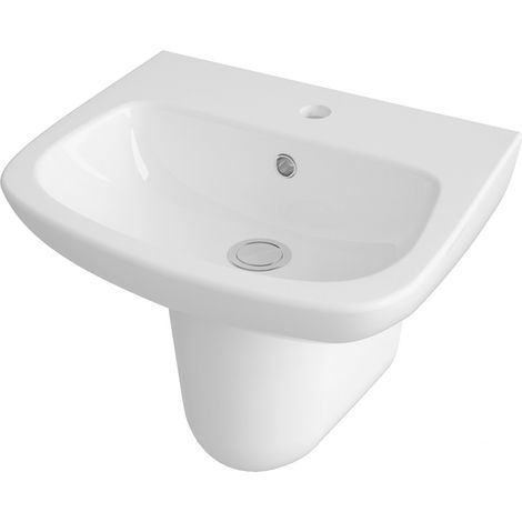 Nuie Ambrose Basin and Semi Pedestal 500mm Wide - 1 Tap Hole (1/4)