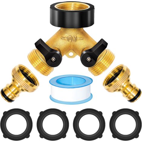 2-Wege-Wasserverteiler 3/4" - Y-Verteiler - 2 Geräte Wasseranschluss mit separatem Schalter - Für Waschmaschine, Küche, Garten, Rasen