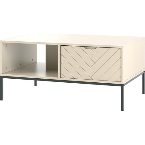Couchtisch 104 cm breit in Beige mit gefräster Front ANGERA-140 (1/5)