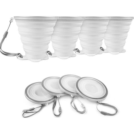 4 paquets de tasse de voyage pliable en silicone sans BPA (translucide)