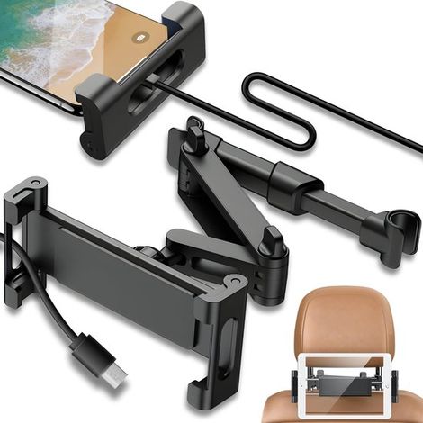 Dailygoods，Supporto universale per tablet da poggiatesta，Staffa estensibile，Rotazione a 360 gradi，Adatto per tablet da 4,7 a 12,9 pollici (1/5)