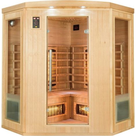 Sauna infrarouge Apollon 3-4 places – Épicéa canadien – Émetteurs quartz 3000W – Panneau digital avec chromothérapie – France Sauna