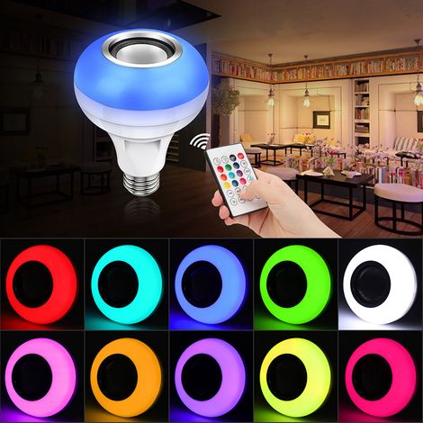 FBA Monopolys RGBW Bluetooth-Musiklampe mit 24-Tasten-Fernbedienung, USB-Karte (ohne Karte), E26/27, 100–240 V Wechselstrom (1/5)