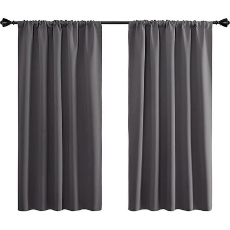 Rideaux - Occultants - Thermiques - Isolants - Chambre - 183 cm x 117 cm - Gris Foncé - Lot de 2 (1/5)