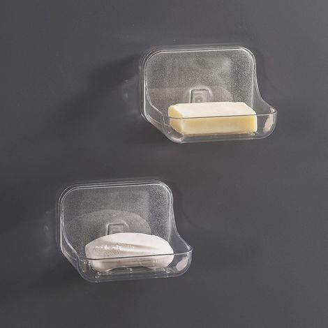 Porte-savon mural adhésif lot de 2 pour salle de bain (1/5)