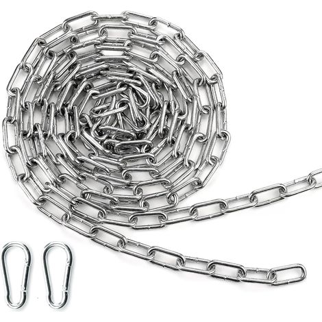 10 Mètres Chaîne Acier 3 mm Chaîne Galvanisée avec Maillons Soudés pour Chaine Antivol, Cadenas, Chaine Chien, Clôture, Balançoire (1/5)