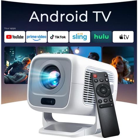 Filiyano – projecteur portable LYNCAST HY300PRO – Mini projecteur portable LYNCAST HY300PRO blanc, rotatif à 180°, avec Wi-Fi et Bluetooth, Android 11