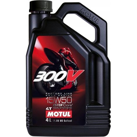 Olio originale Motul 300v 15w50 4L 4T sintetico per moto, quad e cross (1/5)