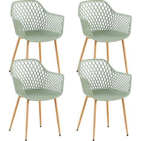 Eggree – Lot de 4 chaises de jardin avec accoudoirs – Design ajouré moderne – Charge maximale 120 kg – Assise ergonomique 44 x 57 x 85 cm