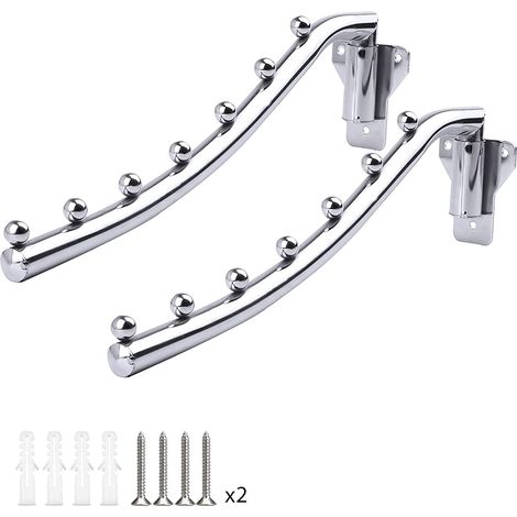 2 x Foldable Wall Hanger, Foldable, Wall Hangers, Dryers, Clothes Hanging System, Steel Clothes Rack for Bathroom, Balcony, Indoor and Outdoor (1/5)