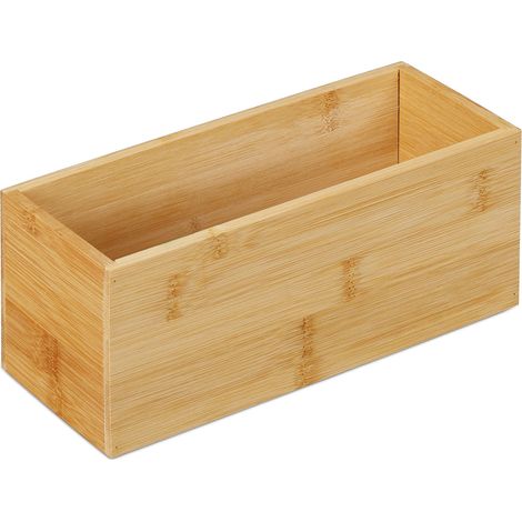 Boîte de rangement multi-usages design épuré 30 x 20 x 15 cm en bambou naturel (1/4)