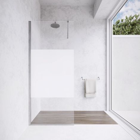 Paroi de douche walk in 90 cm 8 mm opaque anti calcaire h200 Lazaros (1/4)