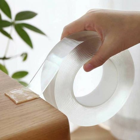 Nastro adesivo super biadesivo 3 m x 2 cm, colla a uncino senza residui, nastro magico trasparente e impermeabile (1/5)