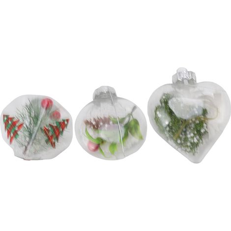 12 Boules de Noël Transparentes Incassables Écologiques en PET Soufflé, Décorations de Fête pour Sapin (1/5)