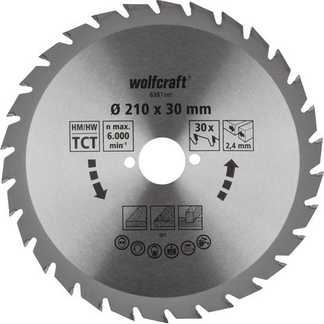1 disco de sierra circular 2,4mm Wolfcraft Ø 210 x 30 x 2,4 mm (1/2)