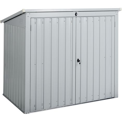 Cobertizo de jardín de acero galvanizado para herramientas 134 cm gris claro Moena