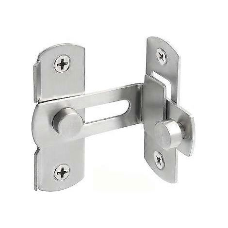 Schiebetürriegel aus Edelstahl, 90°-Winkel, Sicherheitsschloss für Türen, Fenster, Weinschränke und Gärten, Silber (1/5)