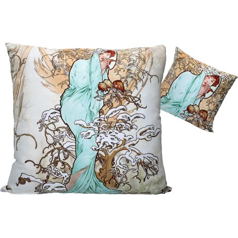 Cuscino con imbottitura Alphons Mucha, federa invernale con cerniera decorativa (1/3)