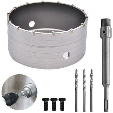 160mm Scie à Cloche Bi-Metal pour Carrelage Beton, Scies Cloches Carotteuse Trépan Beton, avec Adaptateur SDS Plus 220 mm et 3 Foret de Centrage 110 mm (160MM)