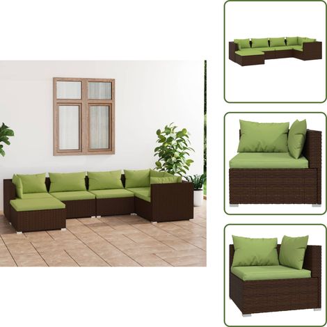 Salon de jardin 6 pcs avec coussins Résine tressée Marron - Salon De Jardin - Ensemble De Jardin - Meuble De Jardin - Mobilier De Jardin - Terrasse (1/5)