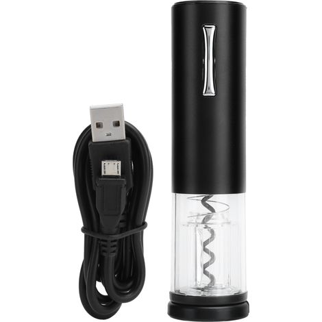 法语标题:Ouvre-bouteille électrique rouge avec coupe-feuille, tire-bouchon automatique rechargeable USB, accessoire de cuisine (1/5)