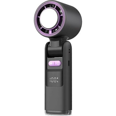 Ventilateur portable rechargeable par USB, vitesse réglable, affichage numérique, A-Noir- (1/5)