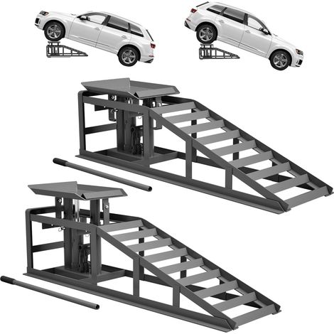 Rampes de voiture hydrauliques, réglables en hauteur, construction en acier durable, noir (1/2)