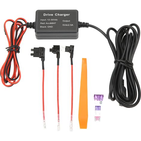 Kit de câblage pour caméra embarquée, adaptateur mini USB haute sécurité 12V-30V vers 5V, compatible avec caméras de rétroviseur, GPS et détecteurs de radar. (1/5)