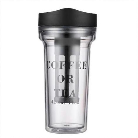 Tasse à café portable de 420 ml avec filtre à café intégré – Idéale pour les voyages, incluant une boule à thé et une cafetière à infusion à froid. (1/5)