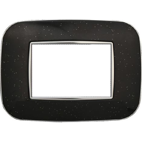 Kompatible abdeckrahmen Bticino Axolute 3 module kunststoff glänzend Schwarz farbe Orbis serie Moon Ettroit AN91324