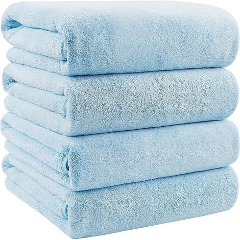 Badetuch-Set 4 Stk. 68x137 cm Weich Saugfähig Schnell Trocknend Blau (1/5)